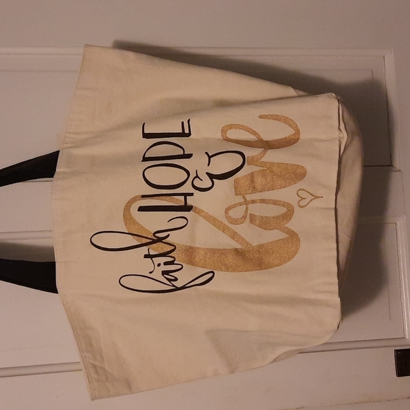 Purse Canvas Tote bag Beach Grocery Overnight Gym Carry All Faith Love Hope NWT - Picture 2 of 6